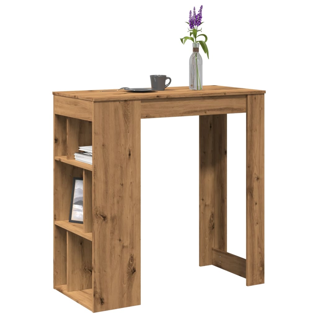 Vidaxl Brun Table De Bar Avec Étagères Artisanal Bois D'ingénierie, Table De Pub, Table Haute, Table De Tabouret De Bar, Table De Bar De Cuisine