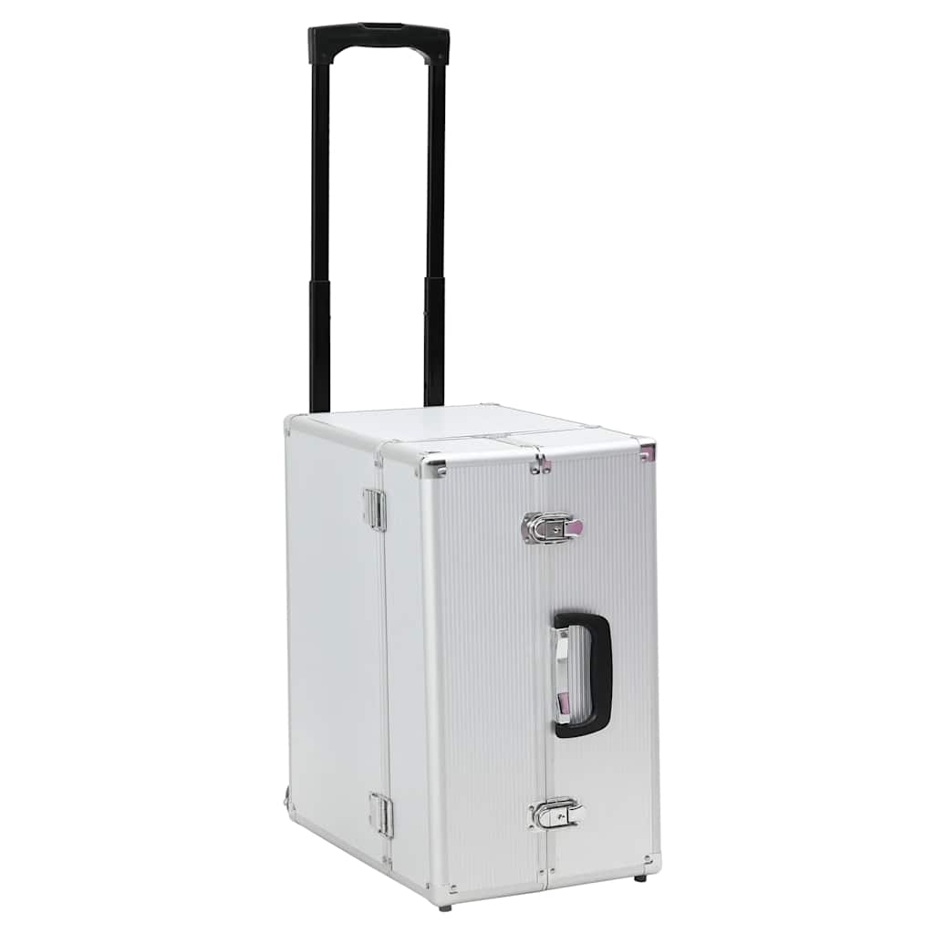 Image of Vidaxl Pilot Suitcase Carry- Suitcase Briefcase Travel Suitcase Pilot Trolley Aluminum Suitcase Trolley 47x39x27cm Silver Aluminum