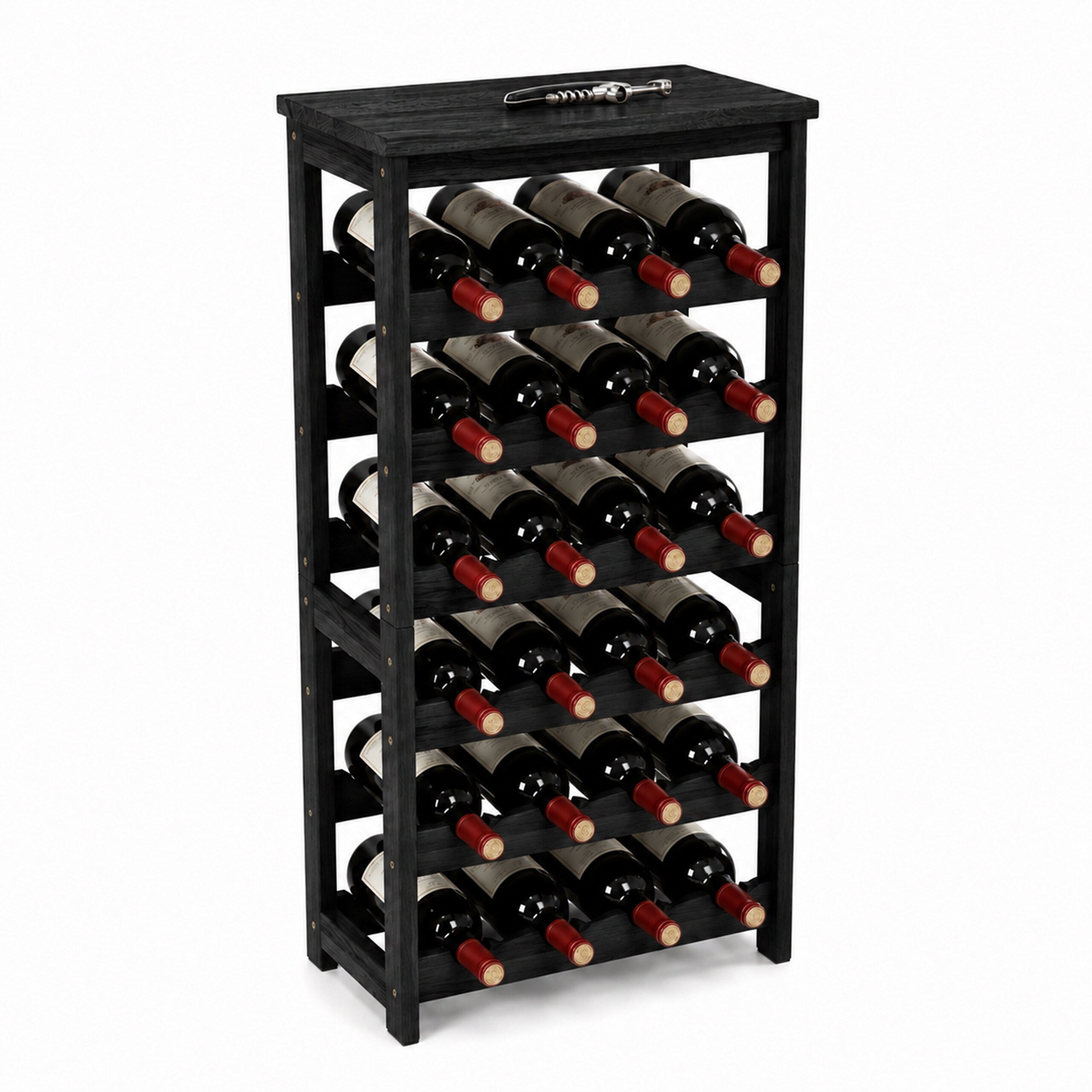 Image of Wine Rack In Black - (w)40 X (h)82 X (d)24 Cm
