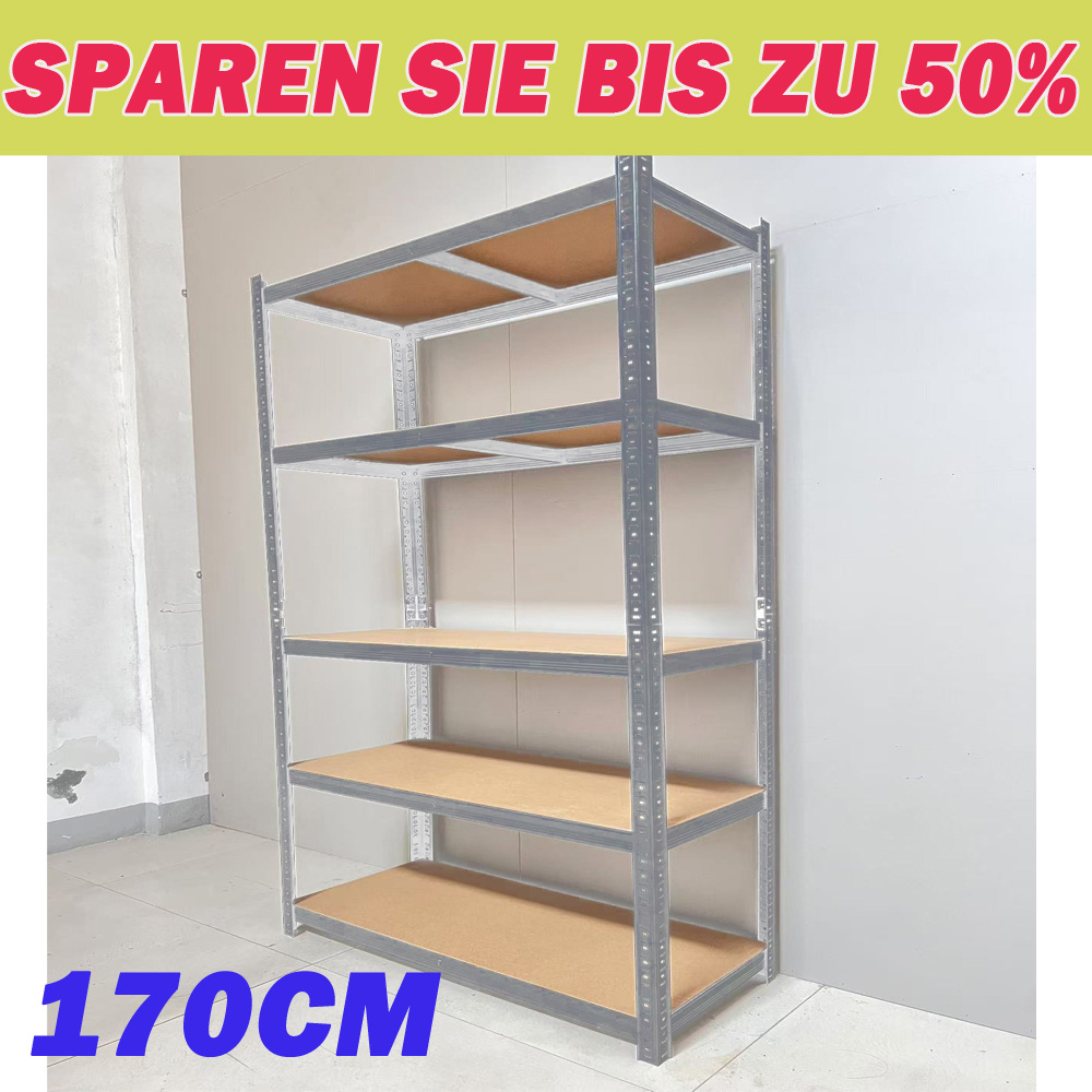E-shop Regal 170 x 75 x 30 cm Kellerregal Metall verzinkt-Steckregal Lagerregal Schwerlastregal Werkstattregal Büroregal, Garage, , Gartenlaube,
