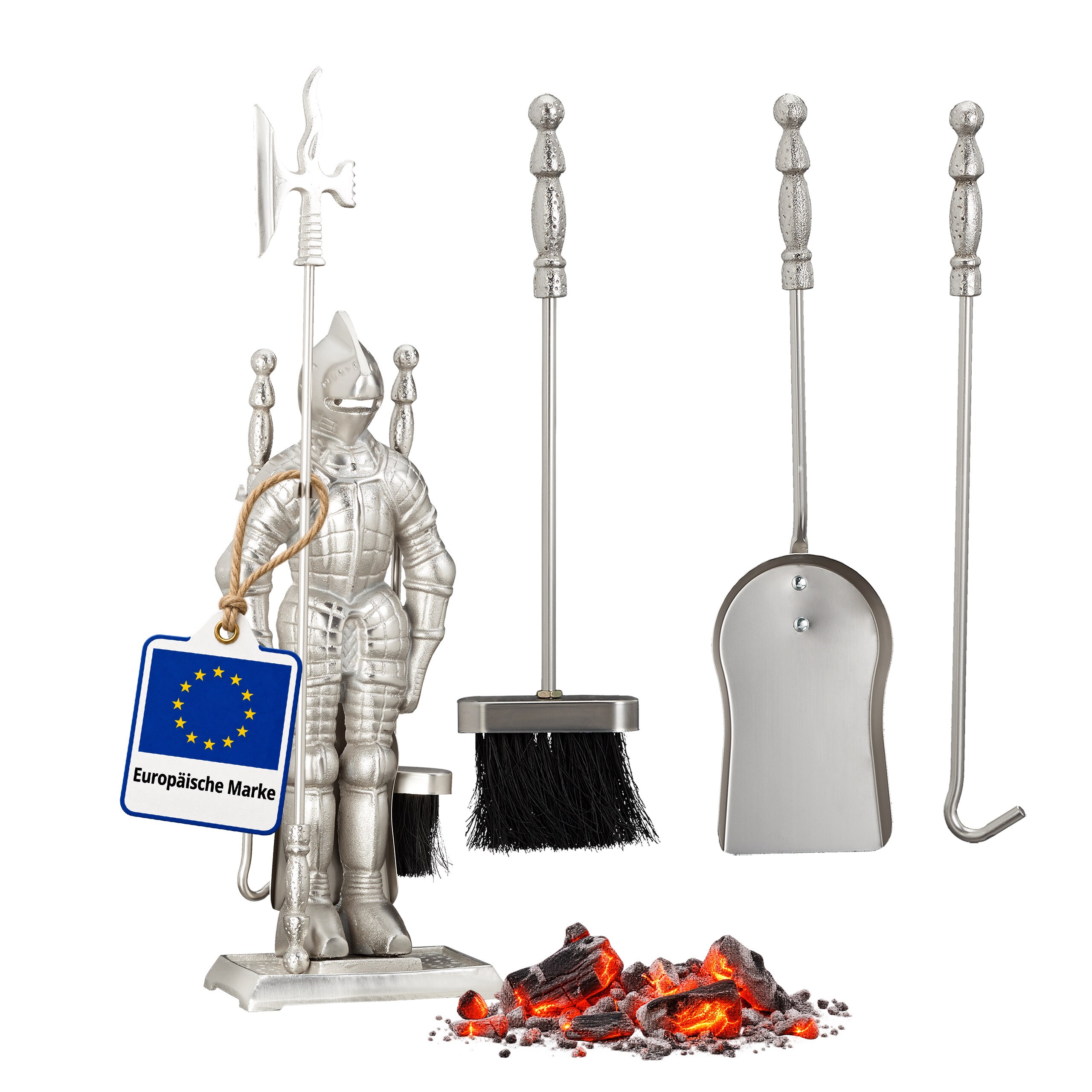 . Silver Fireplace Utensils.