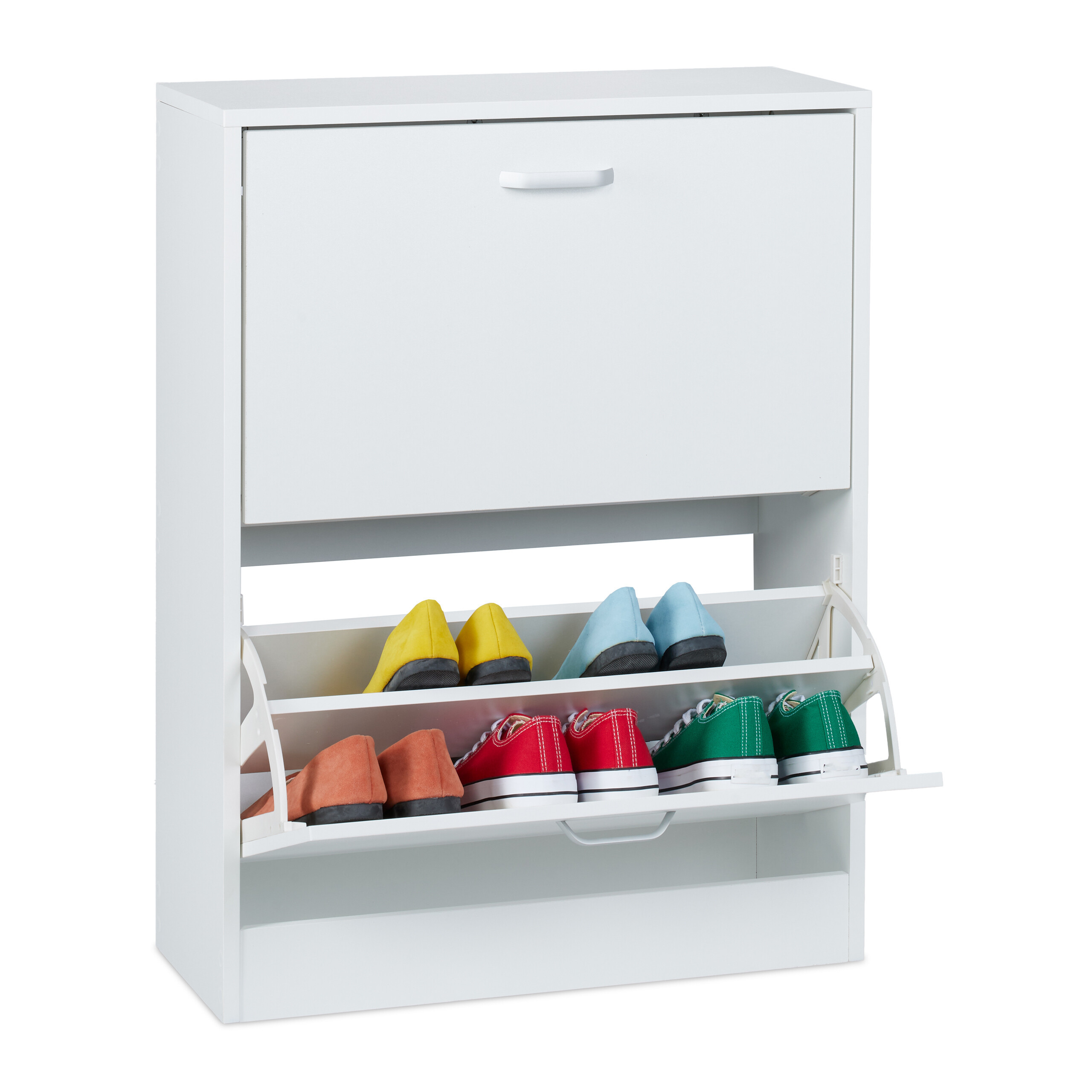 Shoe Cabinet In White - (w)60 X (h)79 X (d)24 Cm