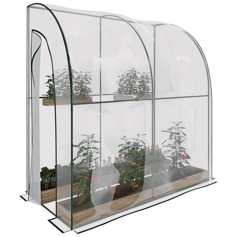 TEMU Wall Greenhouse 200 X 100 X 215 Cm, Steel Structure, Transparent Pvc Cover, 2 Roll-up Doors, Without Shelves