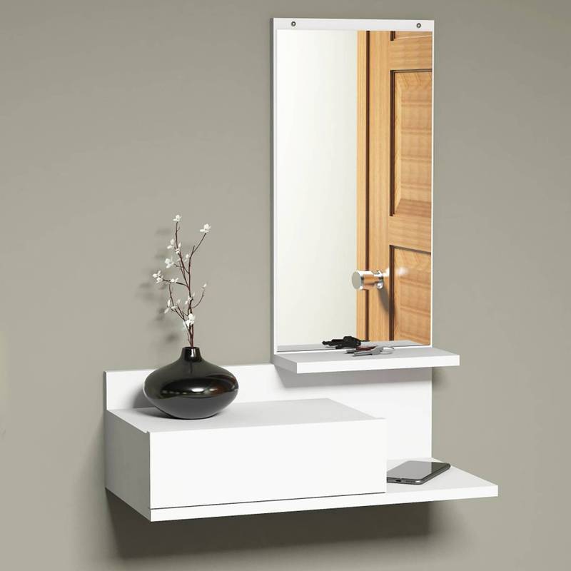 Wall Shelf Gundsø Shelf Hanging White With Drawer Hanging Shelf With Mirror Floating Shelf Hallway