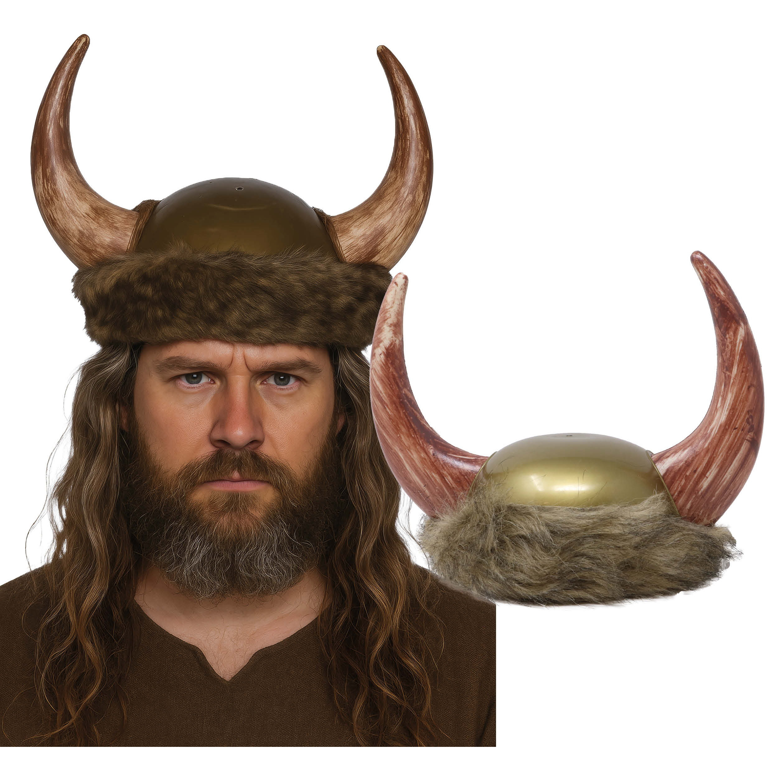 Image of Viking Helmet Carnival Historical Costume Party Nordic Mythology Accessory Horned Helmet Event Helmet Ancient Martial Arts Headgear