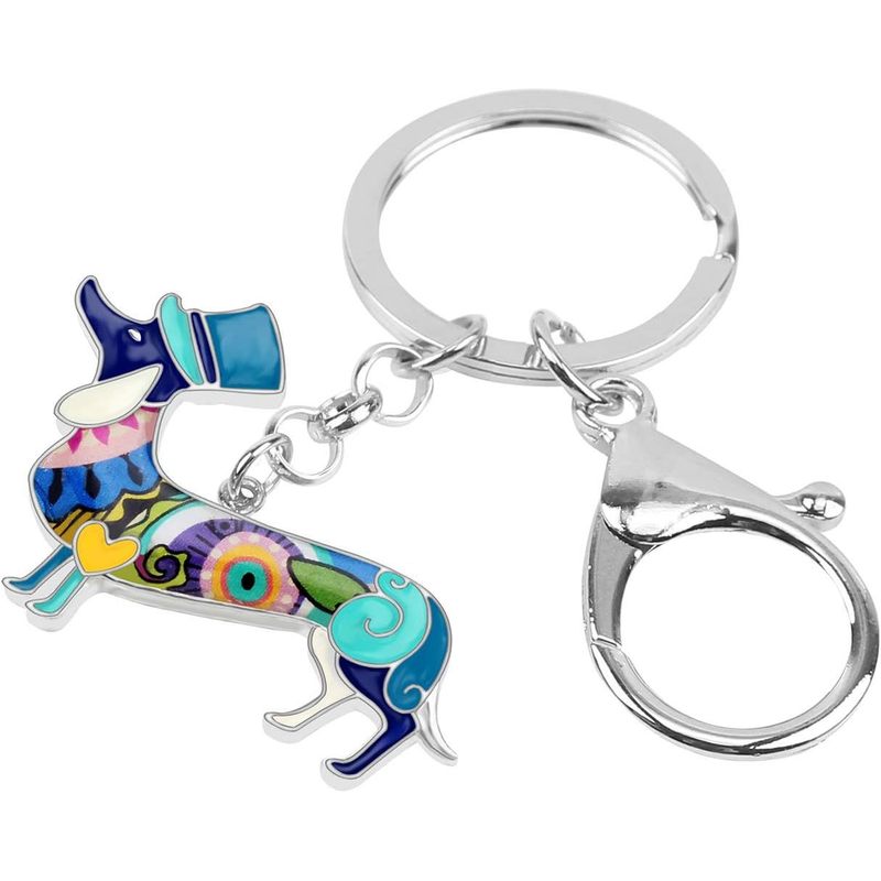 Dachshund Dog Enamel Key Chain Alloy Metal Bag Car Charm Jewelry for Women Girls