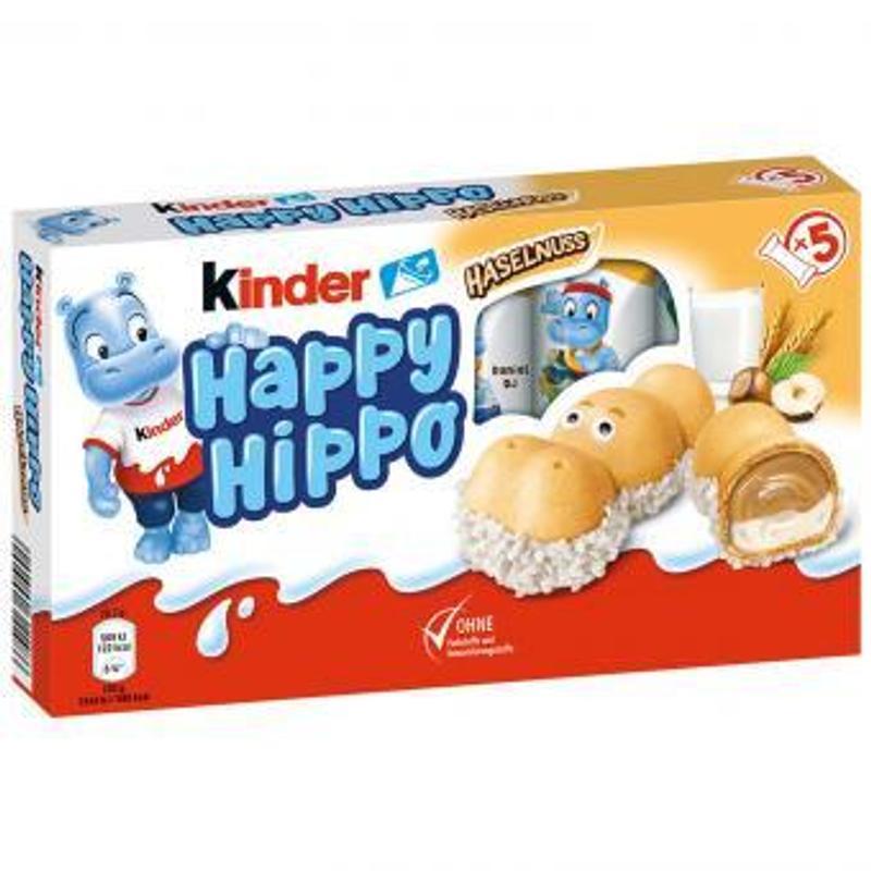 Image of Kids Happy Hippo Waffle Snack Hazelnut White 5 X 20.7g