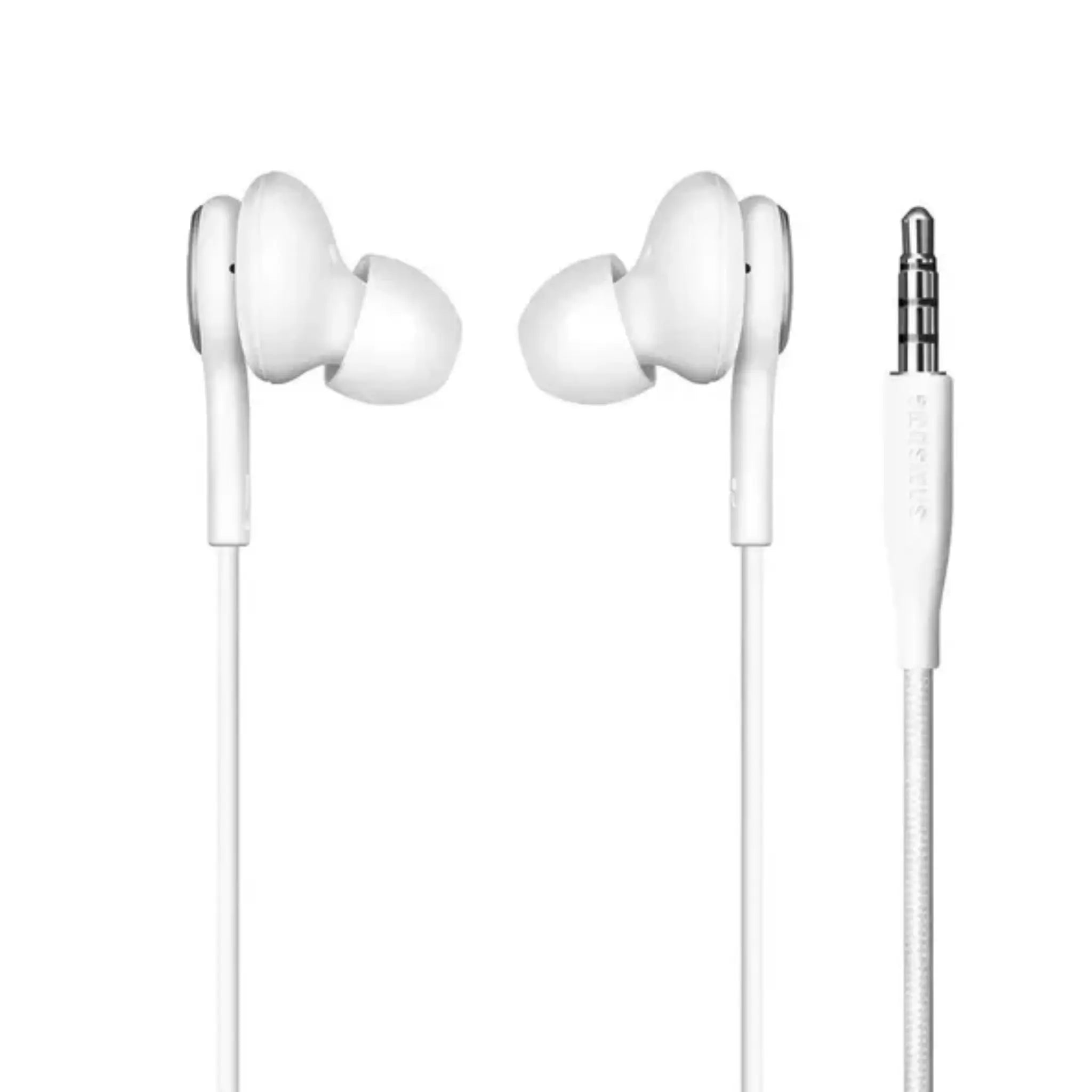 Samsung In-Ear Hoofdtelefoon AKG EO-IG955 | Voor Apparaten met 3.5mm Jack | Headset met Stereo Geluid & 3-Knops Afstandsbediening | Helder Geluid voor Muziek & Gesprekken | Ergonomisch Ontwerp met Stoffen Kabel | Wit of Zwart