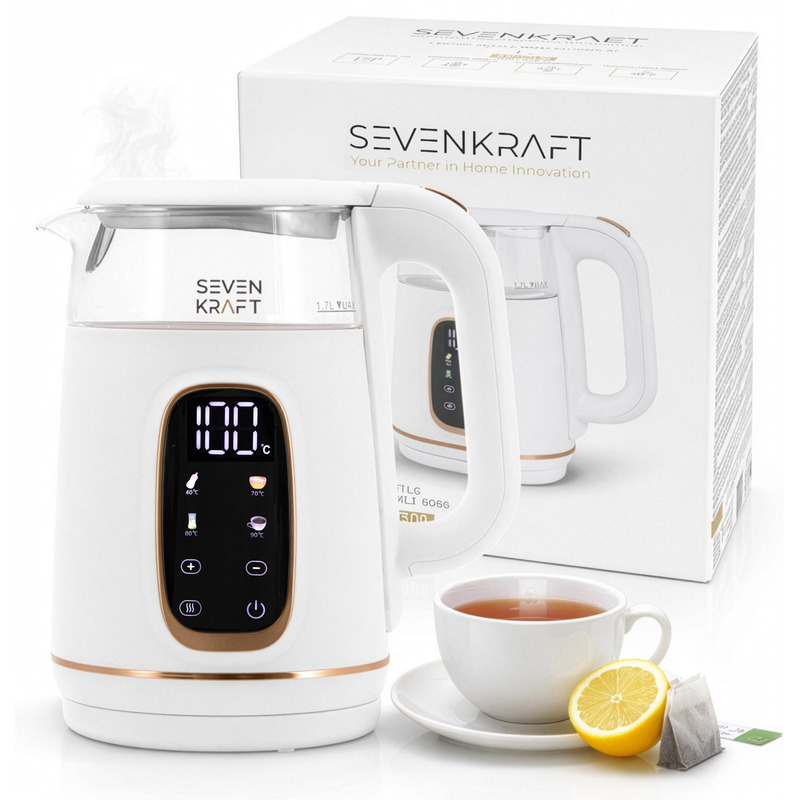 TEMU Bouilloire Électrique en Verre 1.7L avec de Température et Écran LED