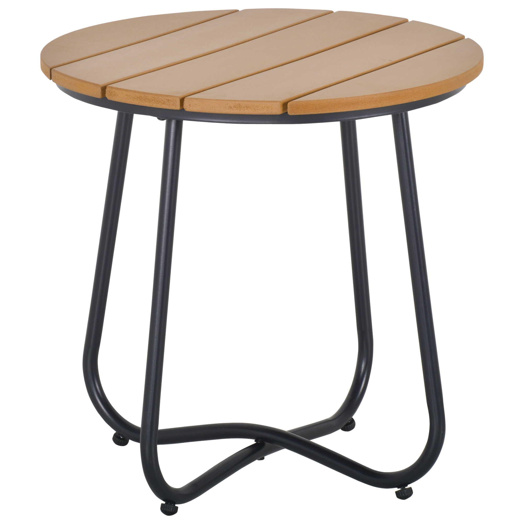 Outsunny Petite Table Basse Ronde, Table D'appoint, Cadre En Acier, Table De Jardin Pour Balcon, Balcon, Terrasse, Salon, Ø49 X 48h Cm, Marron