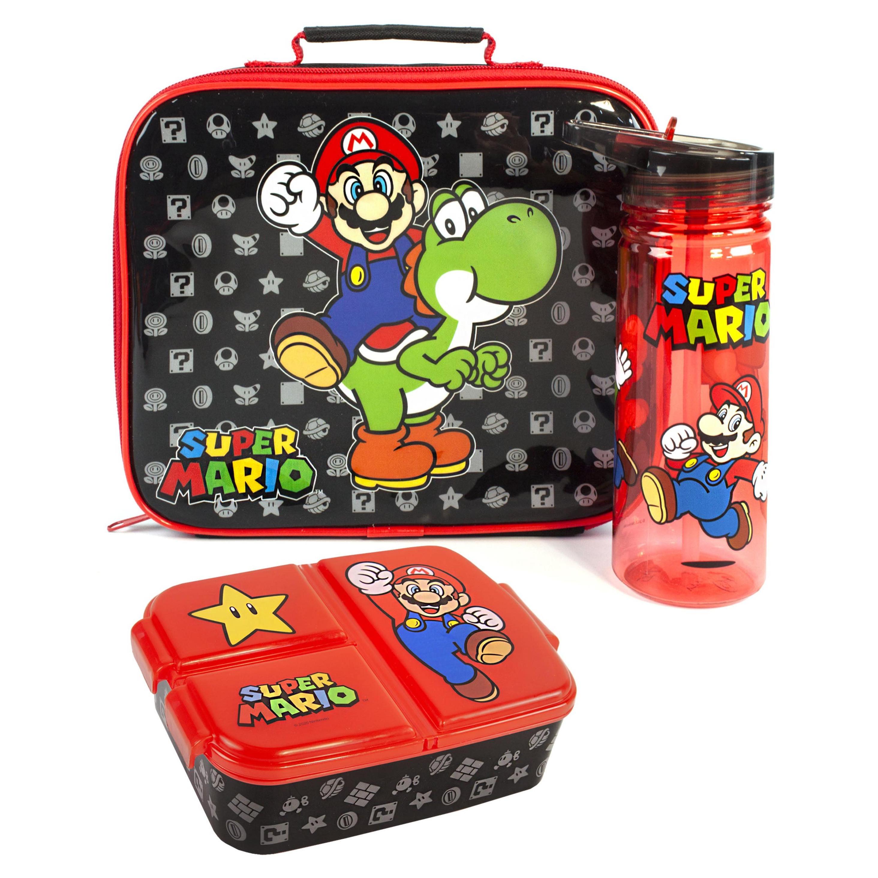 TEMU Super Mario Lunch Box Set For Kids | Children's Bag, Bpa Bottle 580ml & Snack Pot | Gamer Merchandise Gifts