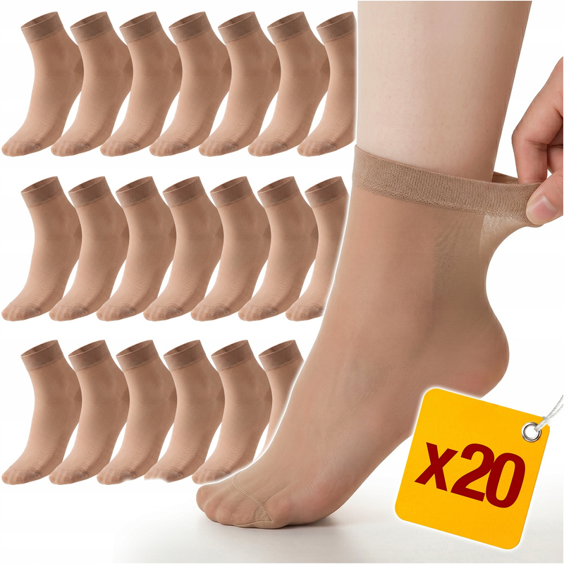TEMU Damen dünne halbtransparente Socken, 20 Paar, Beige, Größe 35–42, elastische Strumpfhosen- Socken mit nicht einengenden für und elegantes