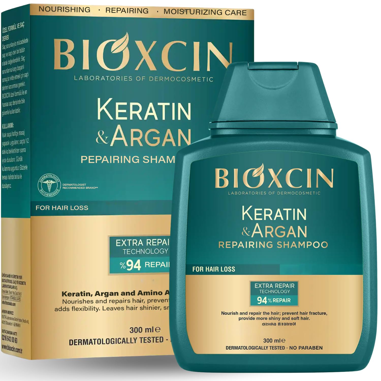 Image of Bioxcin Keratin & Argan Shampoo 300ml – Repairing Hair Shampoo