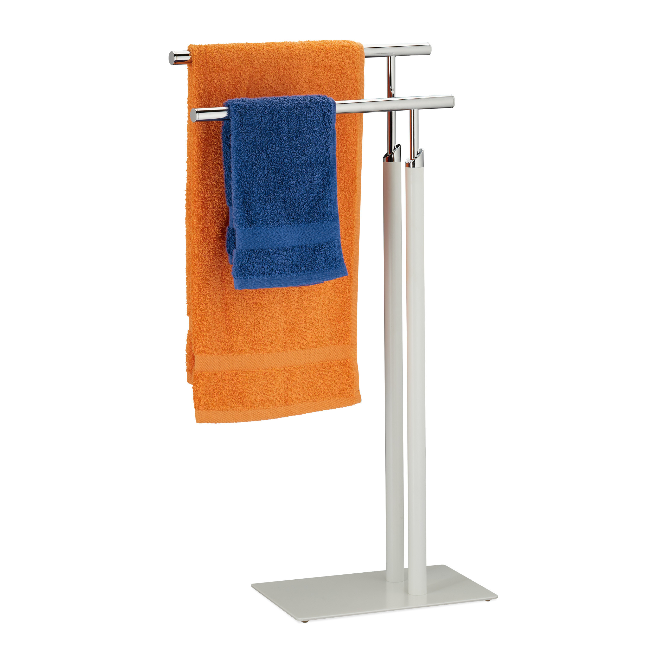 TEMU Portasciugamani 2 aste, autoportante, 78 x 44 x 20 cm, acciaio, e , aste sfalsate con piedini in gomma, per bagno, doccia e abbigliamento,