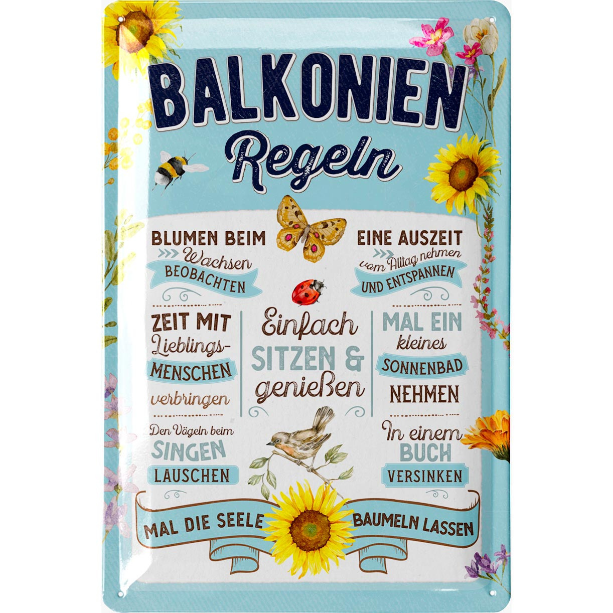 E-shop Retro Blechschild BALKONIEN Schild- Blechschilder Garten mit Sprüchen- nostalgische Dekoration als Geschenke- retro Deko vintage Metallschild