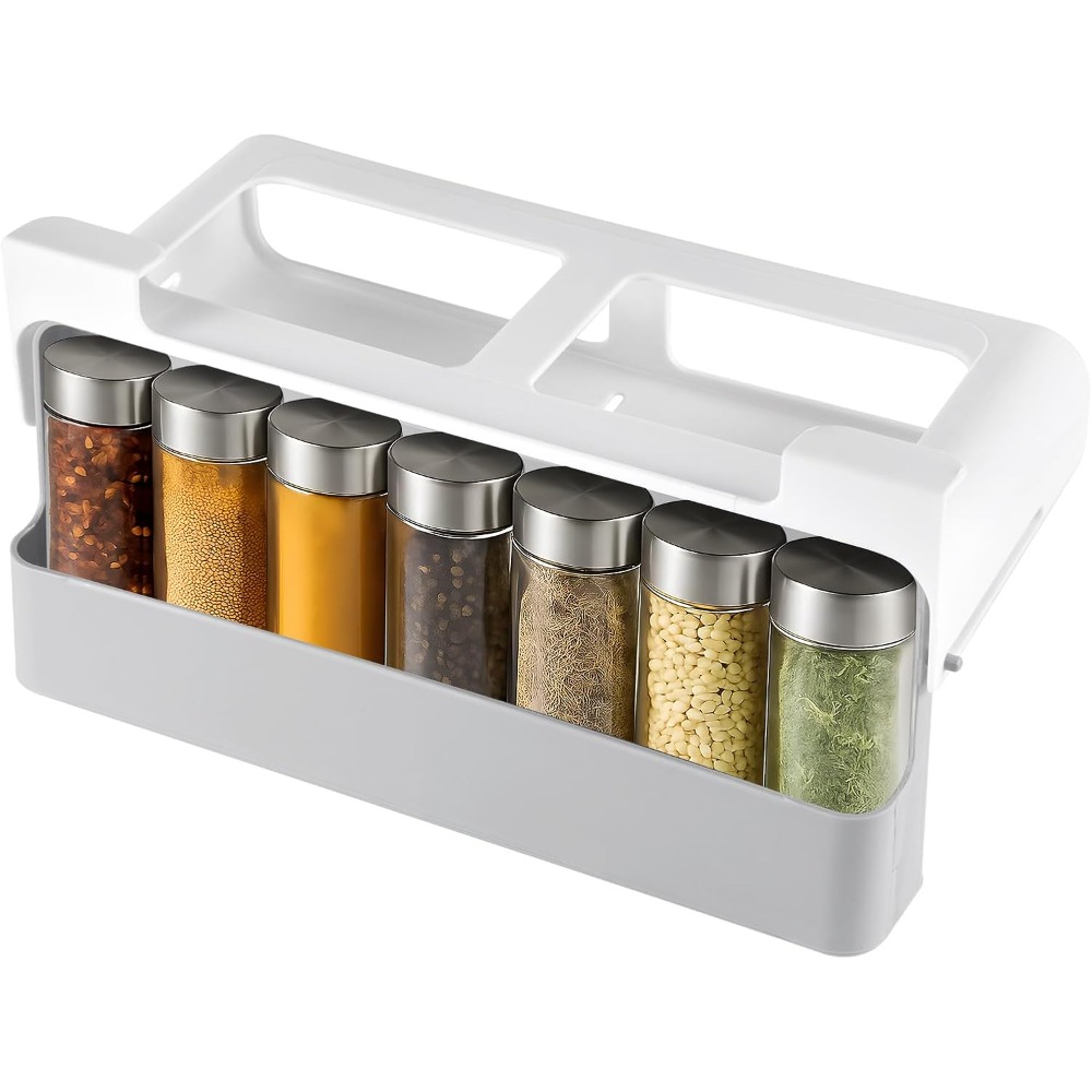 TEMU Spice Rack, Under-shelf Spice Rack,kitchen Storage,extendable Spice Rack, Spice Organiser Without Drilling,cupboard, Standard Spice Jars