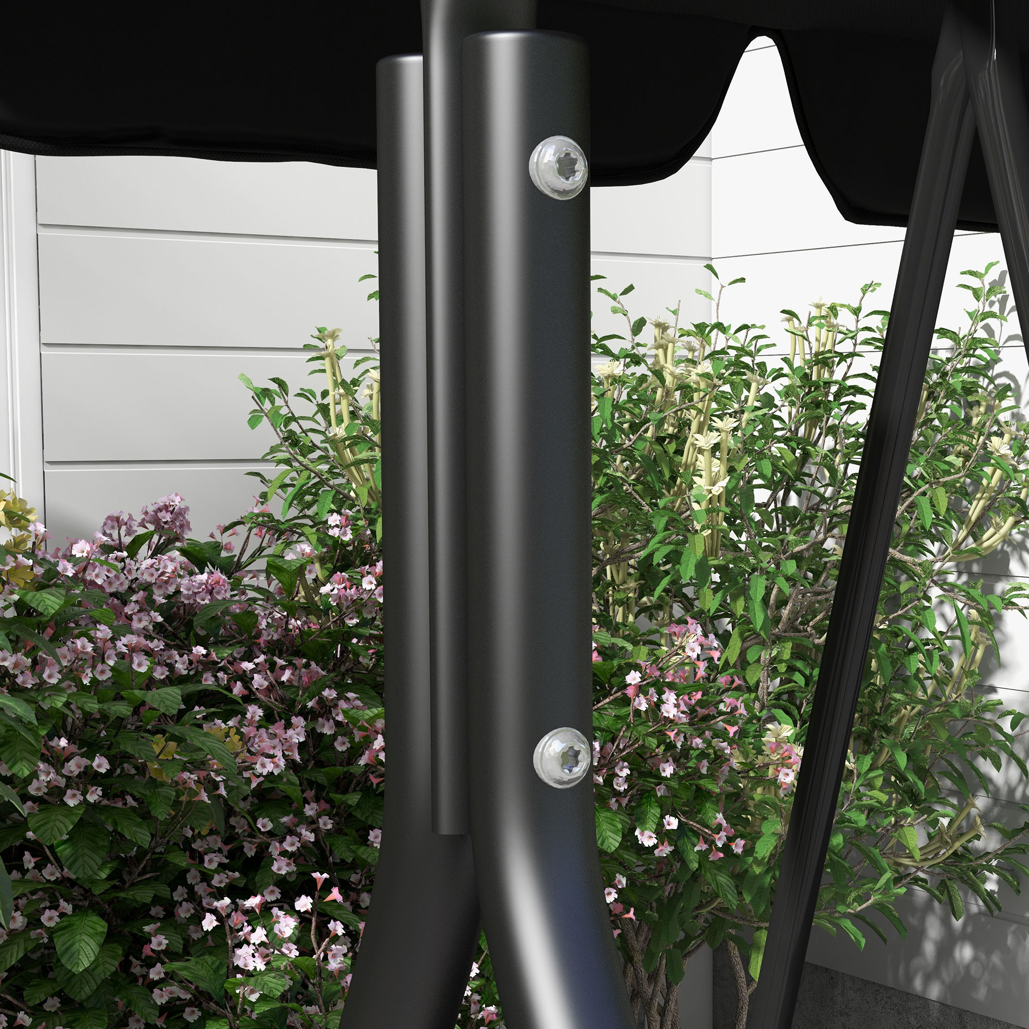 Balancier de jardin Outsunny 3 sièges, siège et dossier réglables, coussins 1,72L x 1,1L x 1,53H m noir acier noir polyester