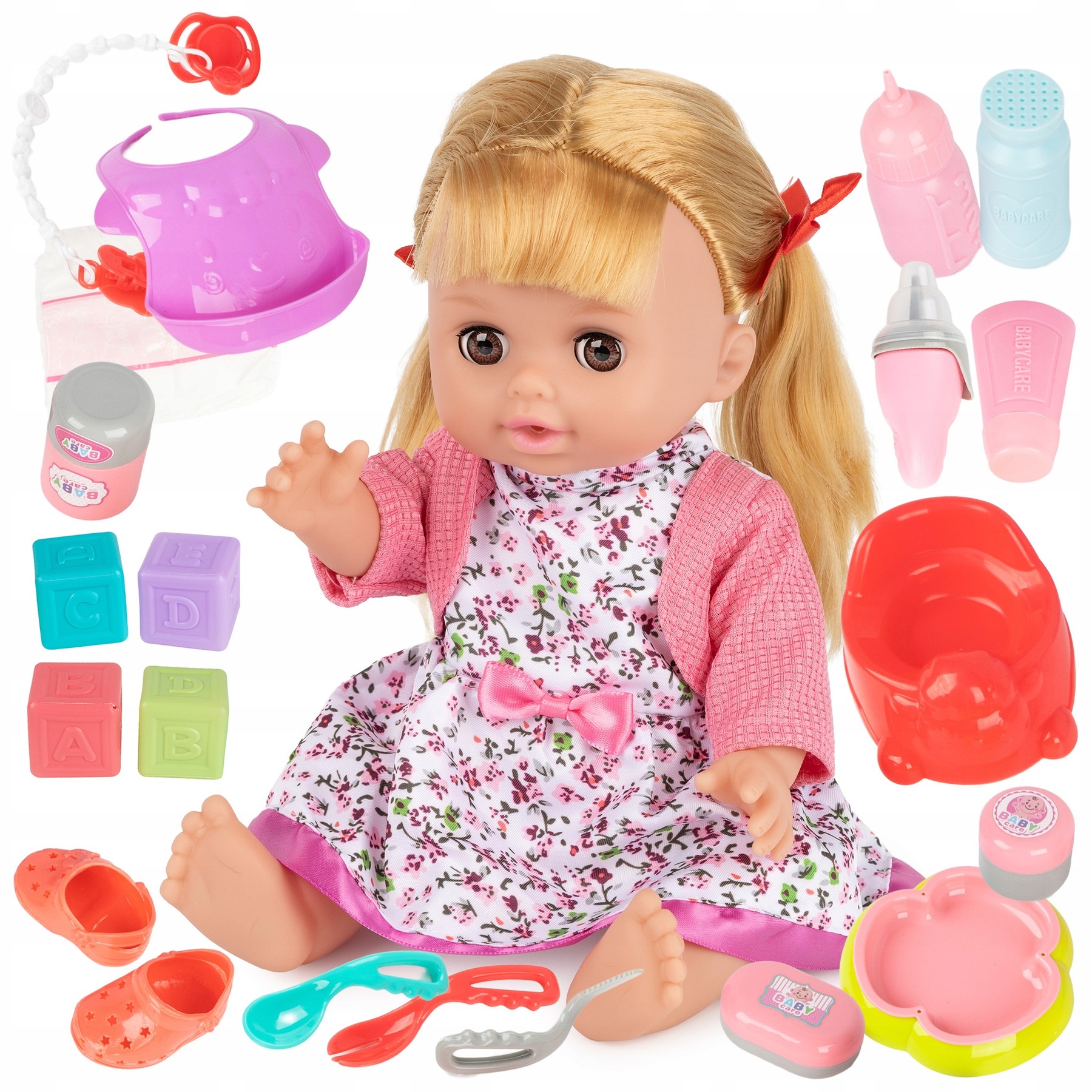 Image of Baby Doll With Accessory Set, 30 Cm – Includes Bottle, Diaper, Potty, And Dress For Creative Role Play