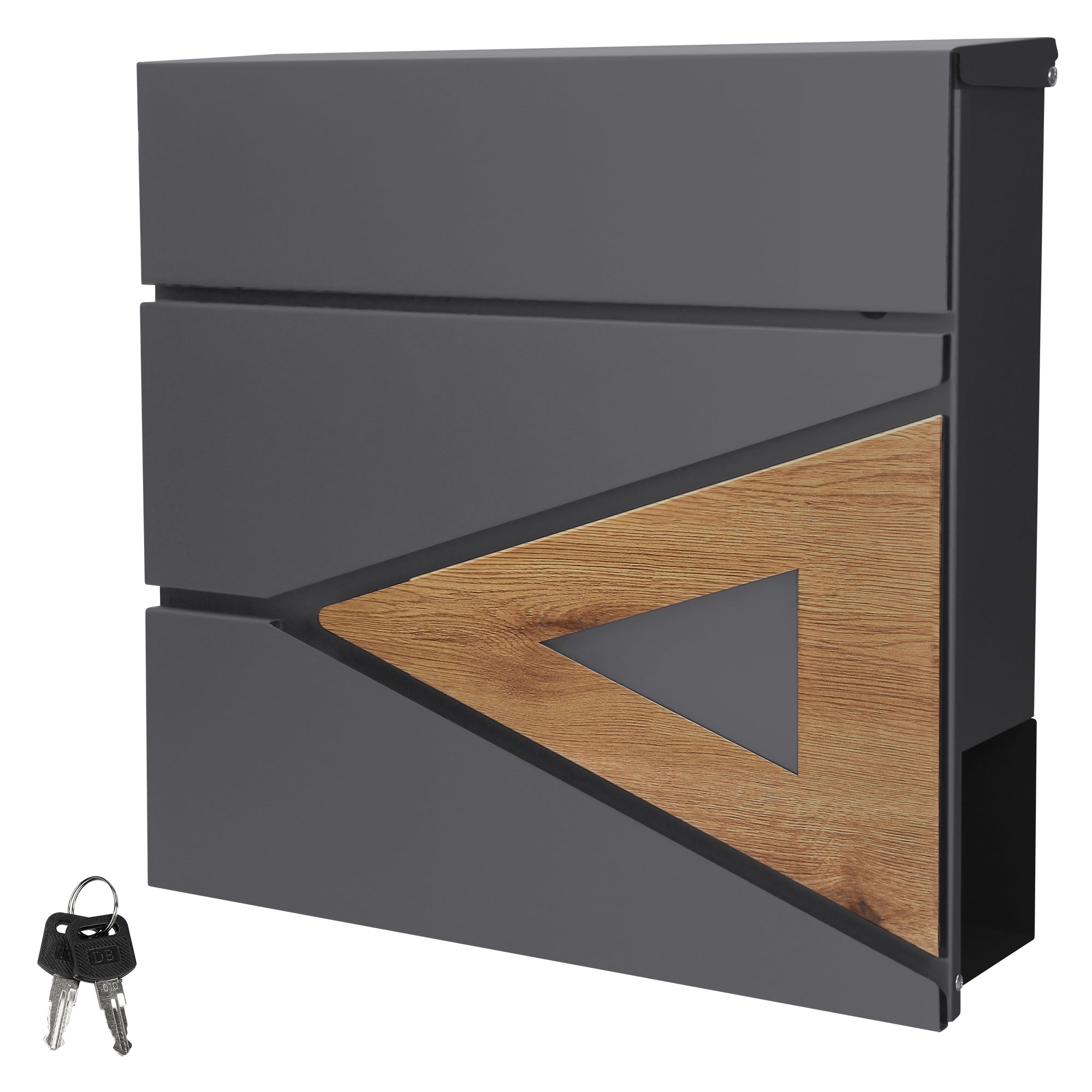 Image of Ml-design Mailbox 37x36.5x11 Cm Made Of Steel, Mailbox With Newspaper Compartment, Lockable With 2 Keys, Wall Mailbox With Newspaper Roll, Mailbox For Wall Mounting.