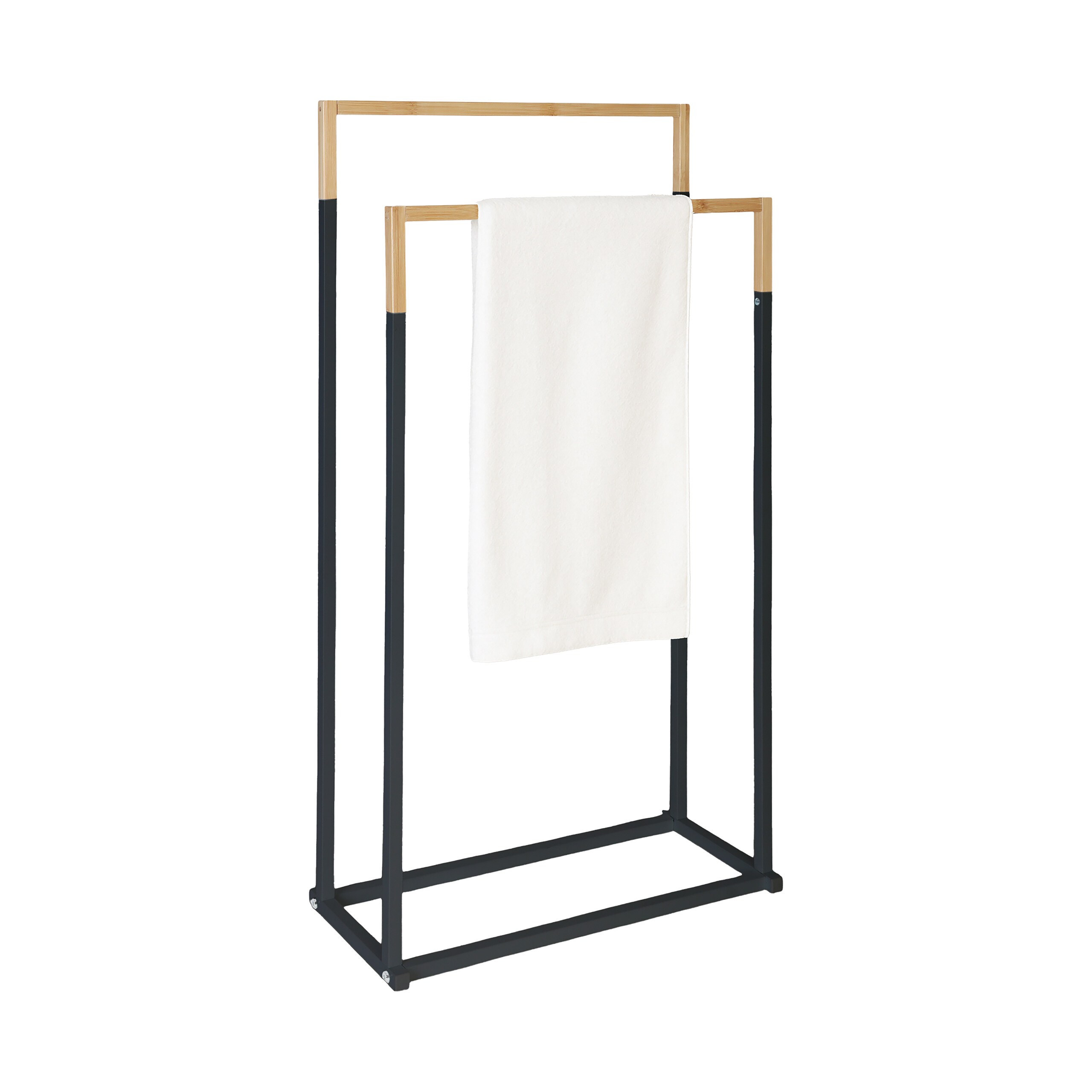 Towel Rack In Black/natural - (w)44 X (h)86 X (d)21 Cm