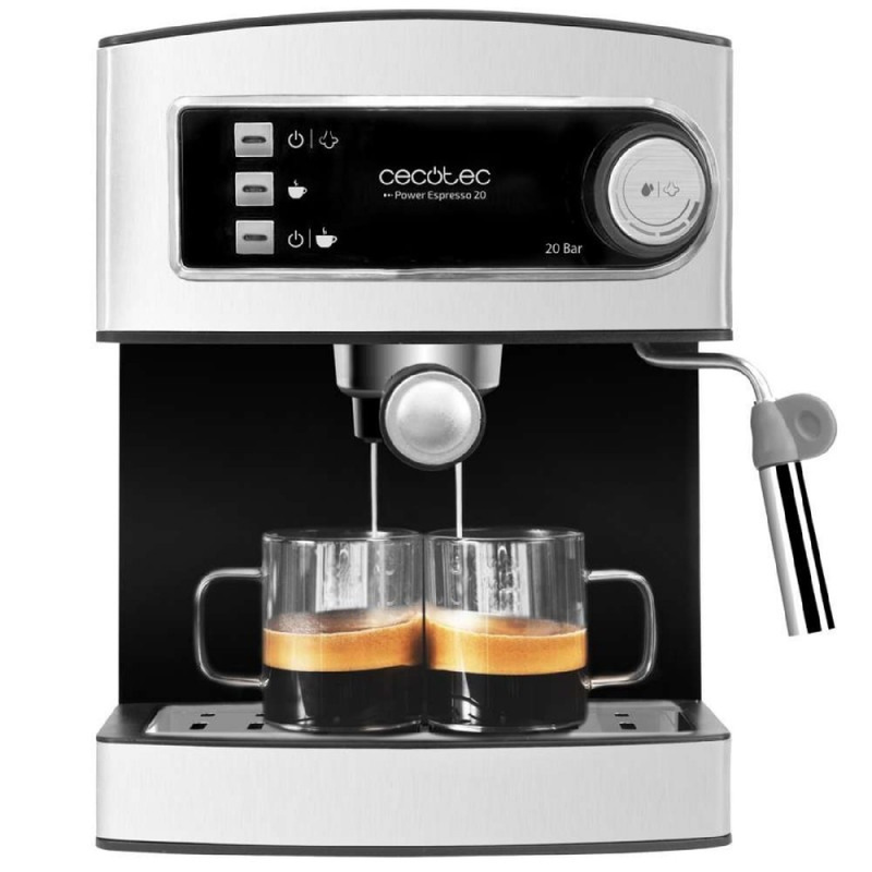 TEMU Cecotec Cafetera para Espresso y Cappuccino Power Espresso 20. 850W, 20 Bares, 2 Tazas, Vaporizador, 1.5L, Brazo