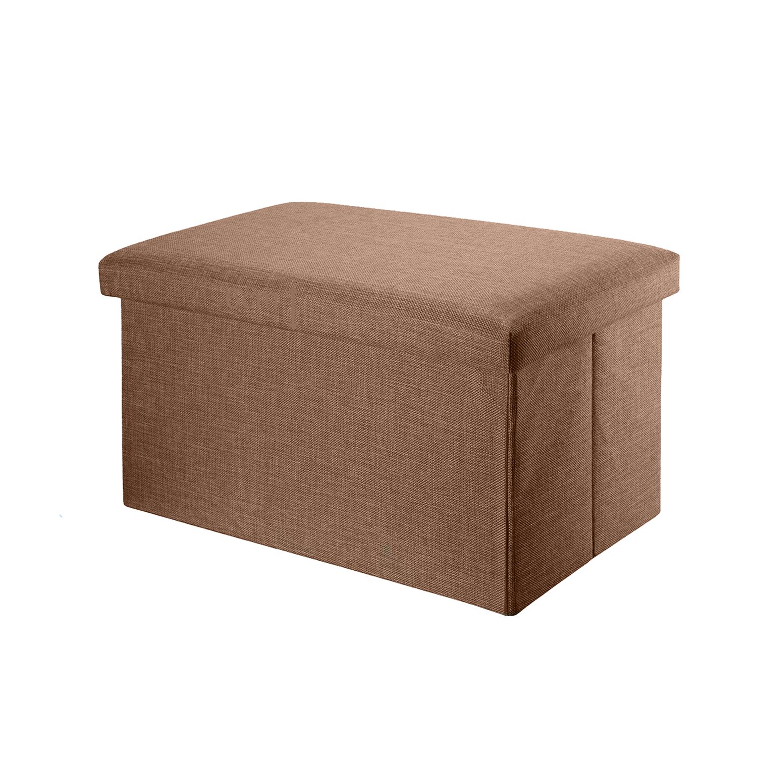 Opvouwbare Intirilife Bank 49x30x30cm Zitkubus Stof met Opbergruimte en Deksel in Linnen Look - Opvouwbare Opbergkist Voetensteun Zitkubus
