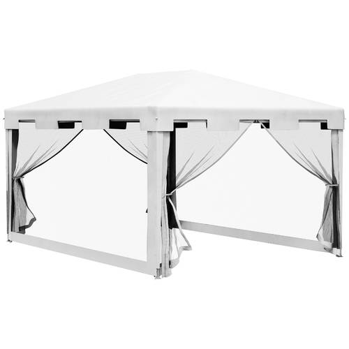 4 detachable garden gazebo with 4 side mosquito nets 2 zippered doors and 6 drainage holes waterproof anti uv for terrace patio beach white and black