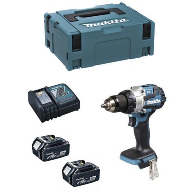Makita Ddf489rtj 18v / 5.0ah Cordless Drill Driver, 2 Batteries + Charger In