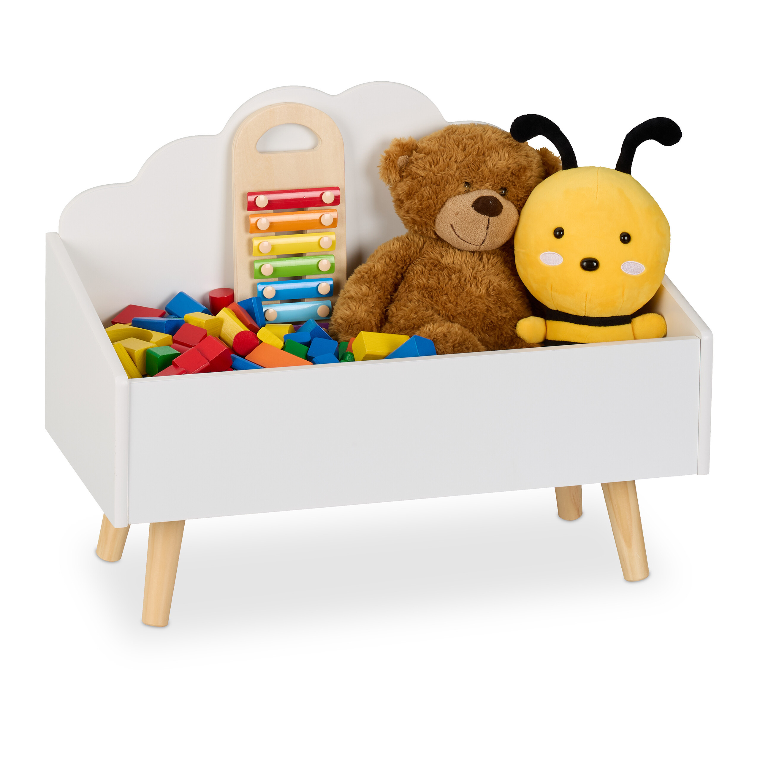 Children's Chest In White/natural - (w)58 X (h)45 X (d)28 Cm