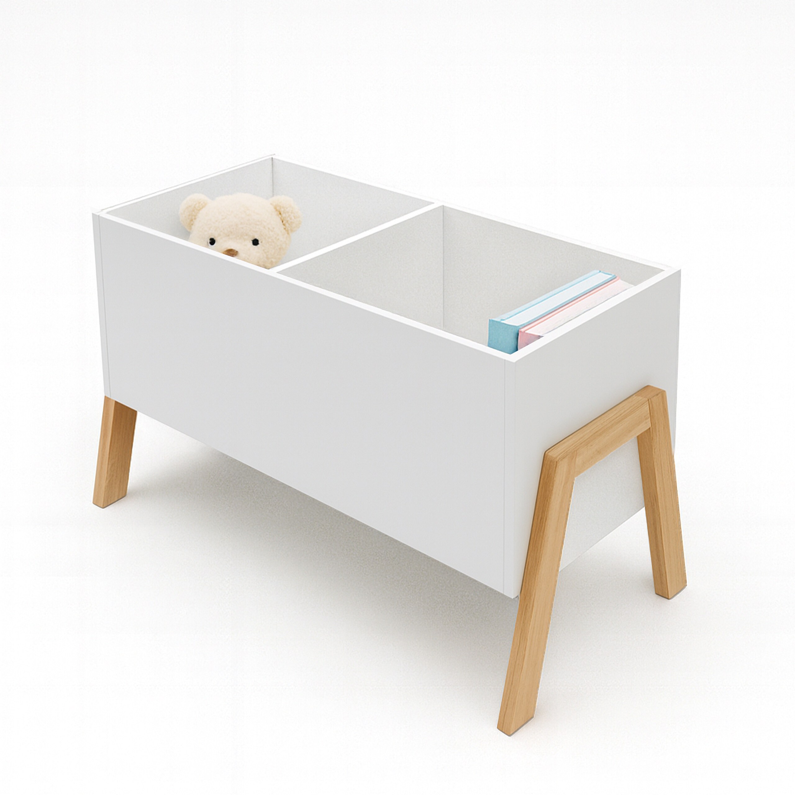 Children's Bookshelf In White/natural - (w)66.5 X (h)40 X (d)34.5 Cm