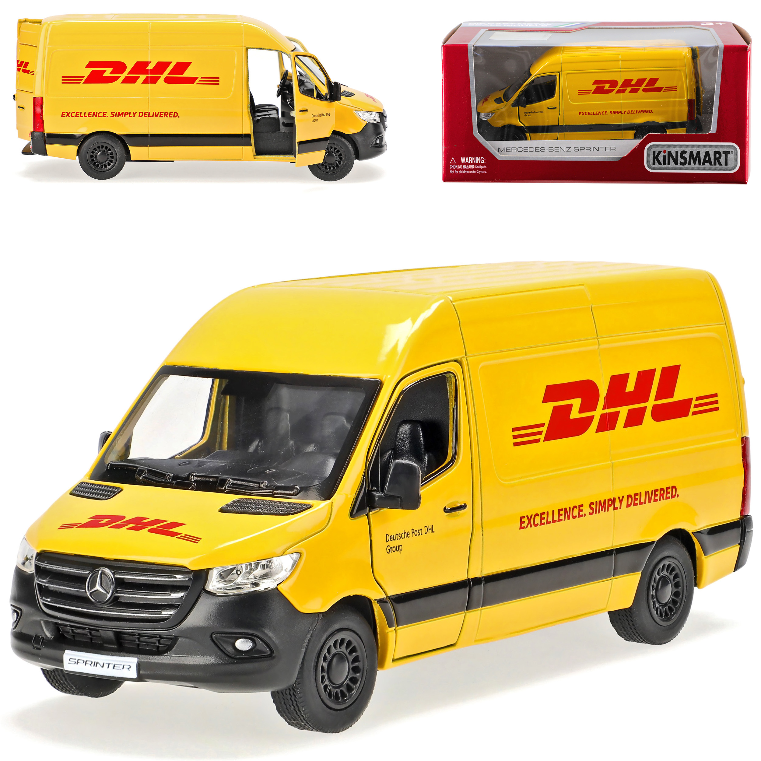 Mercedes- Cs30 W907 W910 Transporter Box Dhl Yellow 3rd Generation From 2018, . 1/43 Or 1/36 Scale Model Car