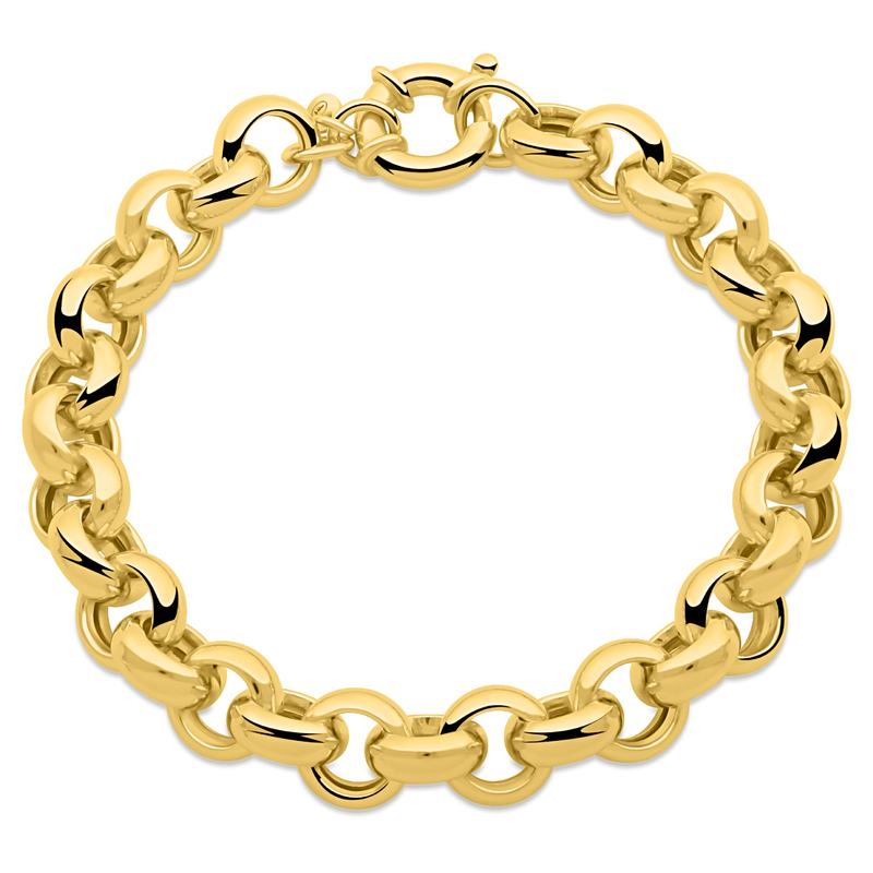 Cuff 11 Mm Real 585 Gold Plated Gold Cuff Solid Made In Italy With Certificate High-gloss Polished For Women And Men