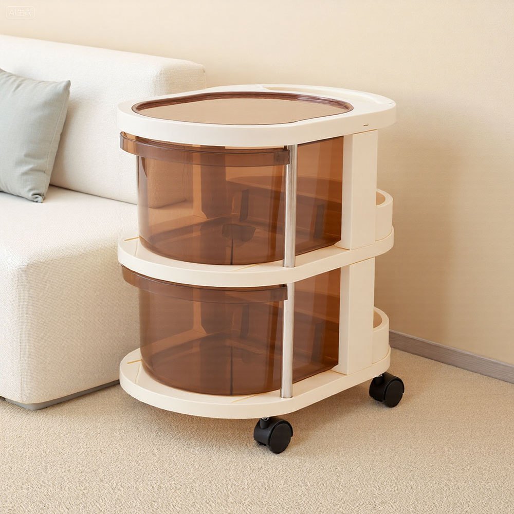 Plastic Storage Chest with 2 Drawers on Wheels