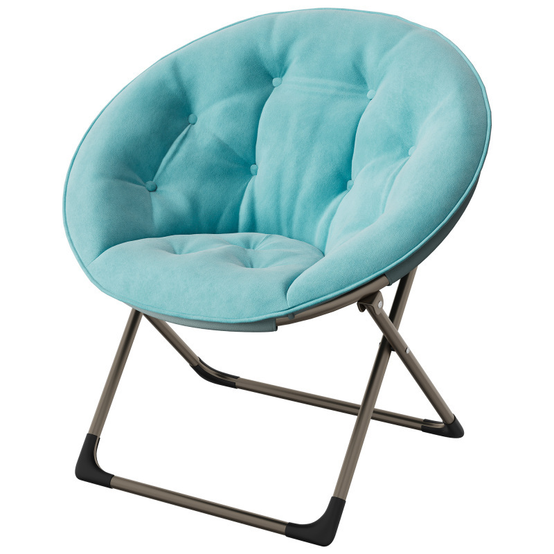Image of Moon Chair, Comfy Round Folding Chairs With Faux Fur, 136kg Weight Capacity, Portable Round Reading Chairs With Anti-pilling & Breathable Fabric, Space-saving Room