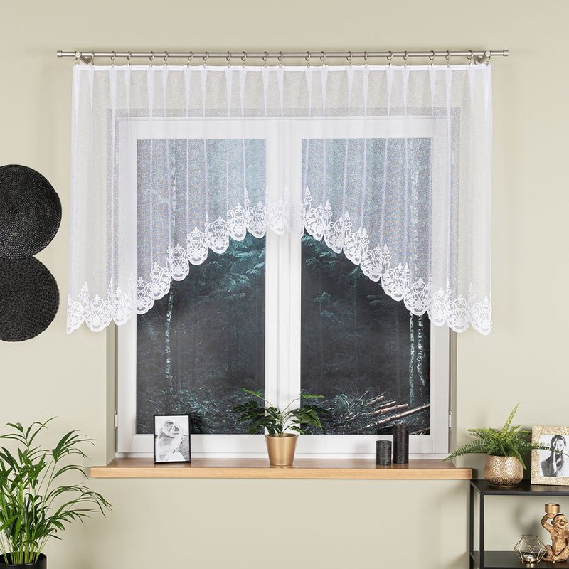 Żaneta - Jacquard Curtain With A Bottom Hem - 400x105 Cm - White