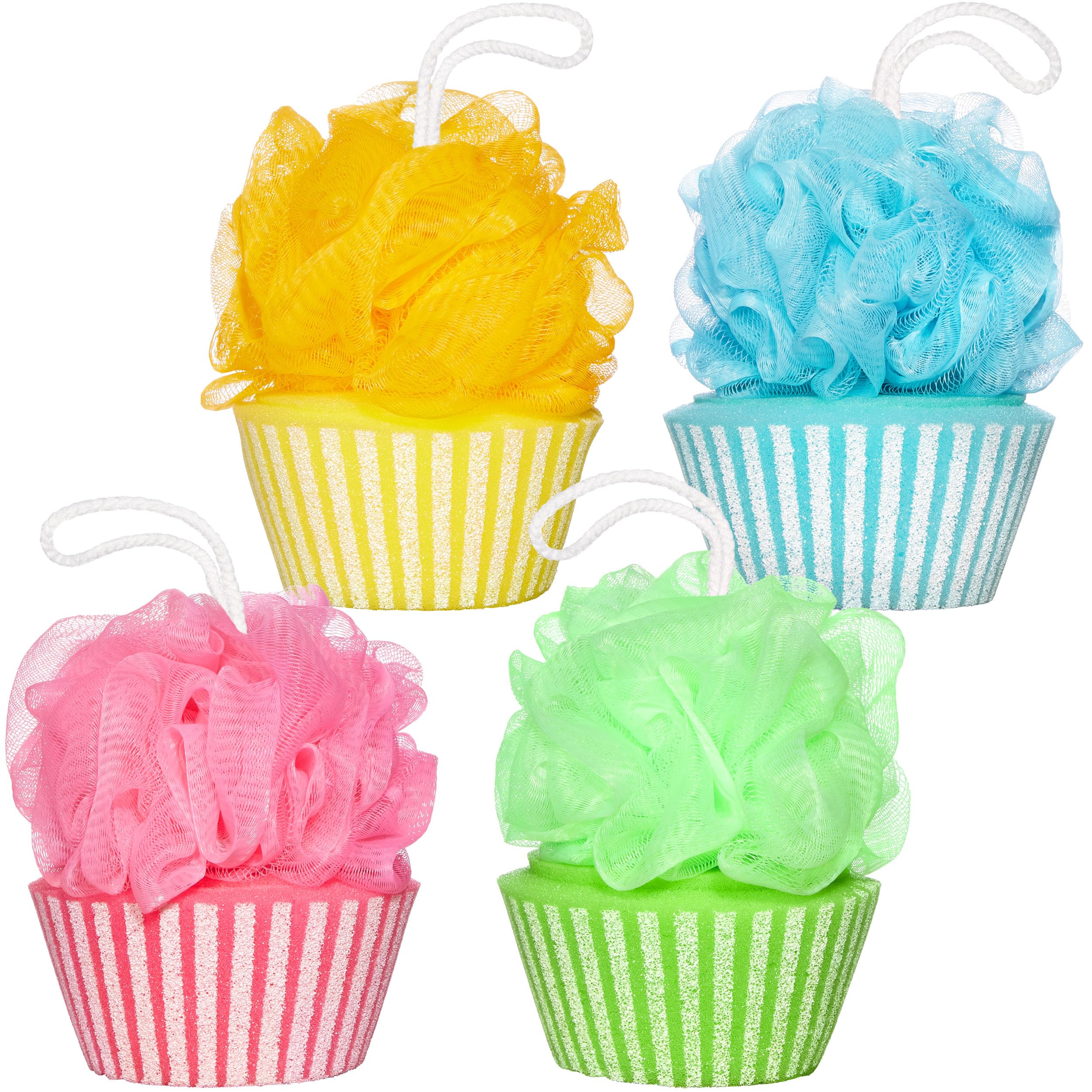 Brubaker 4pcs Set Bath Sponge Shower Sponge - Cupcake Peeling Sponge - 40g Bath Ball - Colorful Bath Accessories