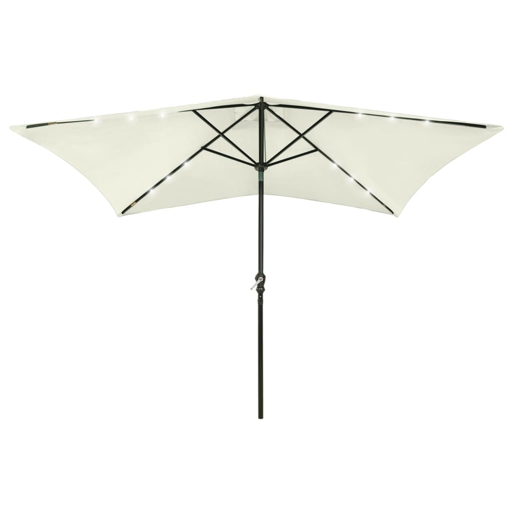 Image of Vidaxl Led Umbrella With Steel Pole Garden Umbrella Market Umbrella Beach Umbrella Sun Shade Crank Umbrella Terrace Umbrella Sand Color 2x3m