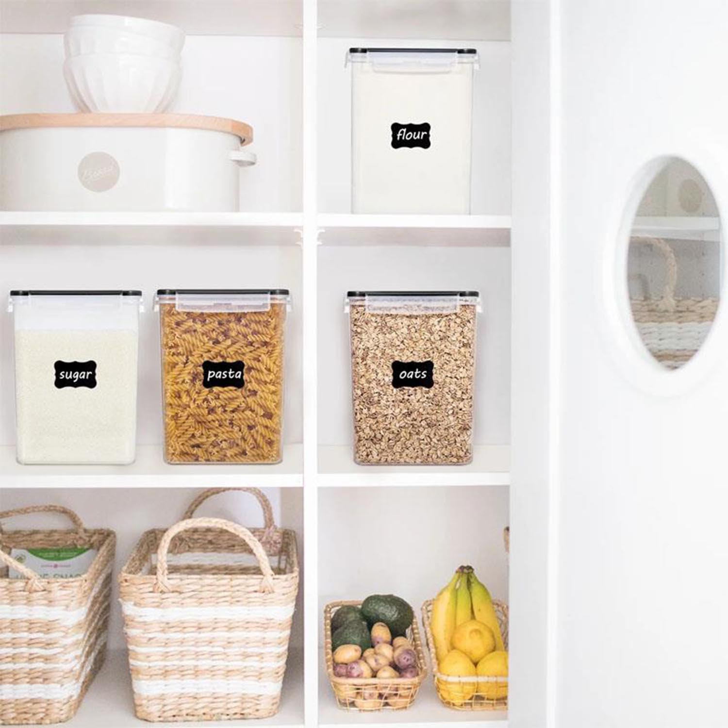 4pcs 5.2L Airtight Food Storage Containers with Labels