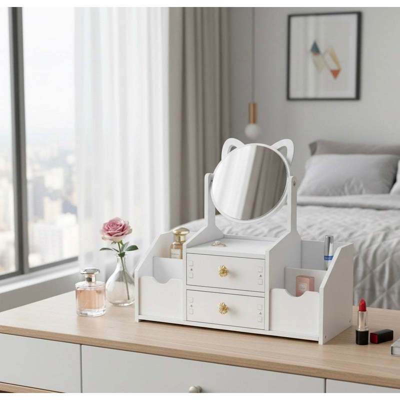 TEMU Organizer per Cosmetici con Specchio �� Eleganza e Ordine per la tua Beauty Routine