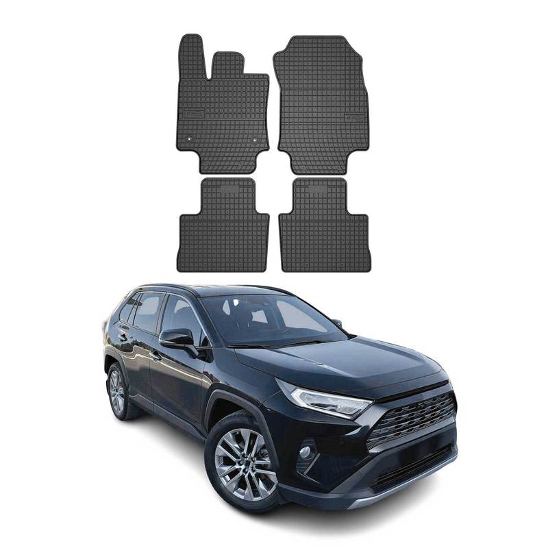 Image of Rubber Floor Mats For Rav4 2019-2025, Black Rubber Car Mats, 4-piece Set