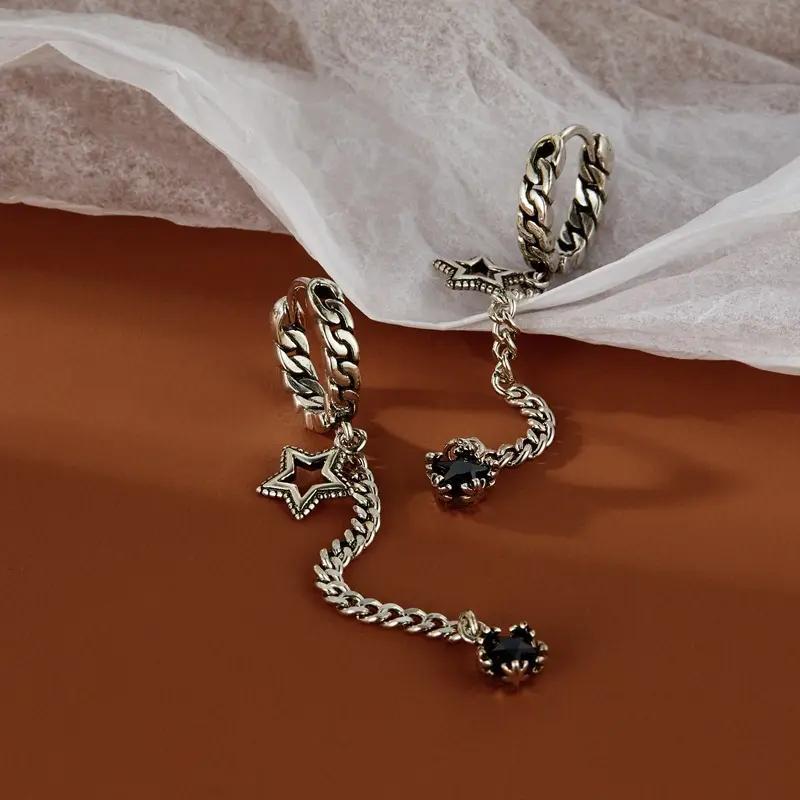 Image of Creole Stern Long Earrings Sterling Silvery 925 Women Earrings