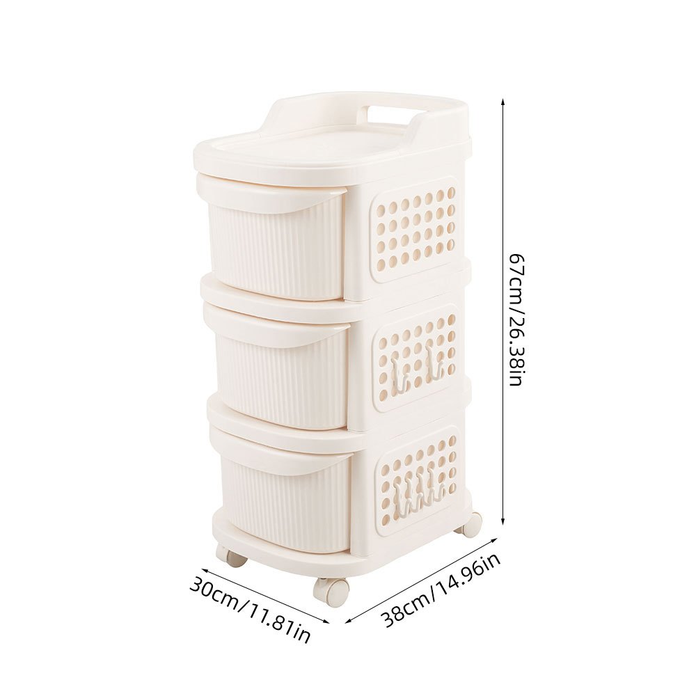 Office Plastic Locking Cabinet, Two-Tier Storage Trolley