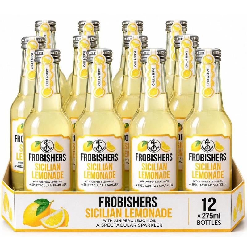 TEMU Frobishers Sicilian Lemonade With Juniper & Lemon Oil Glass Bottles, Pack Of 12 X 275ml - Refreshing Citrus Sparkler