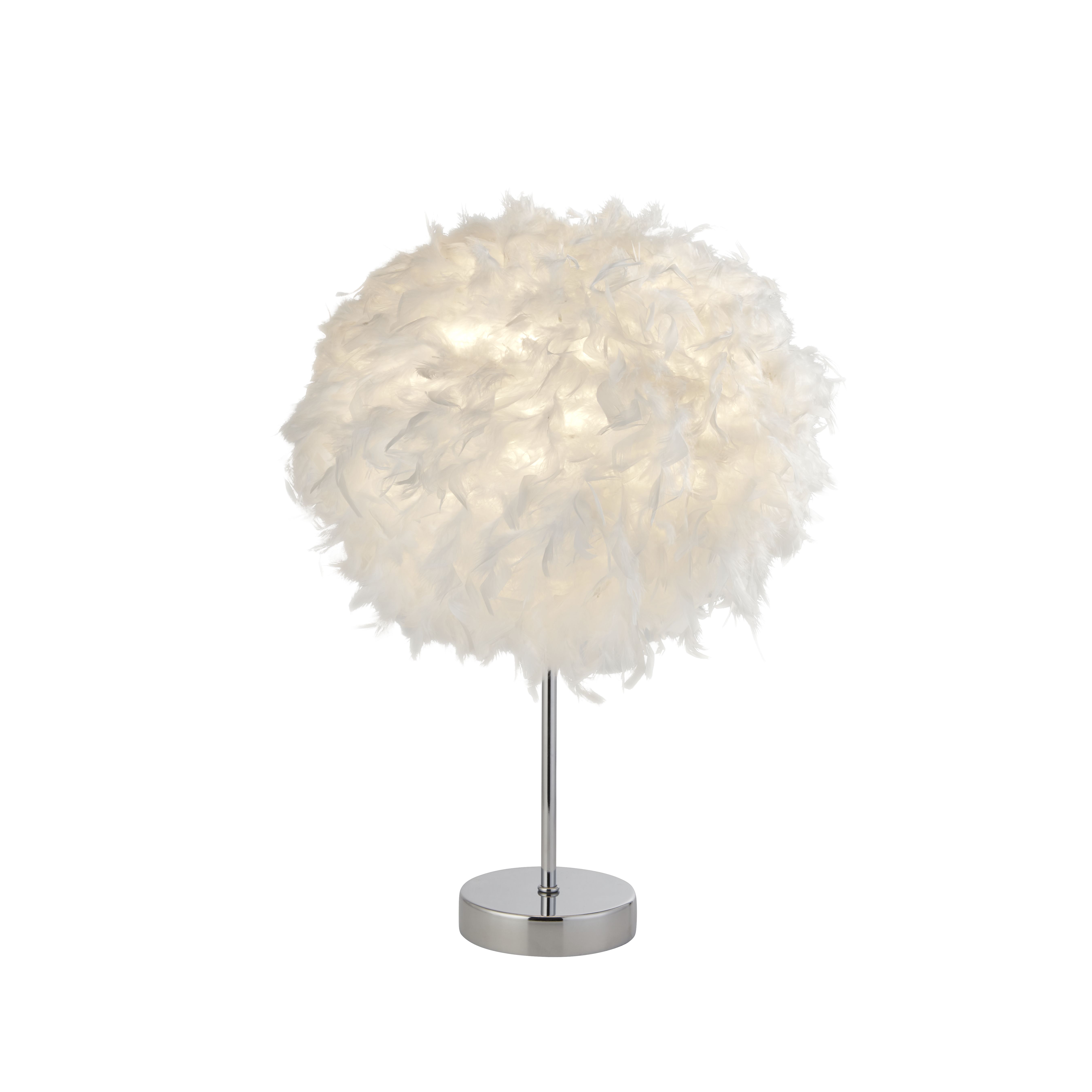 Lighting Collection Feather Table Lamp White, Silver