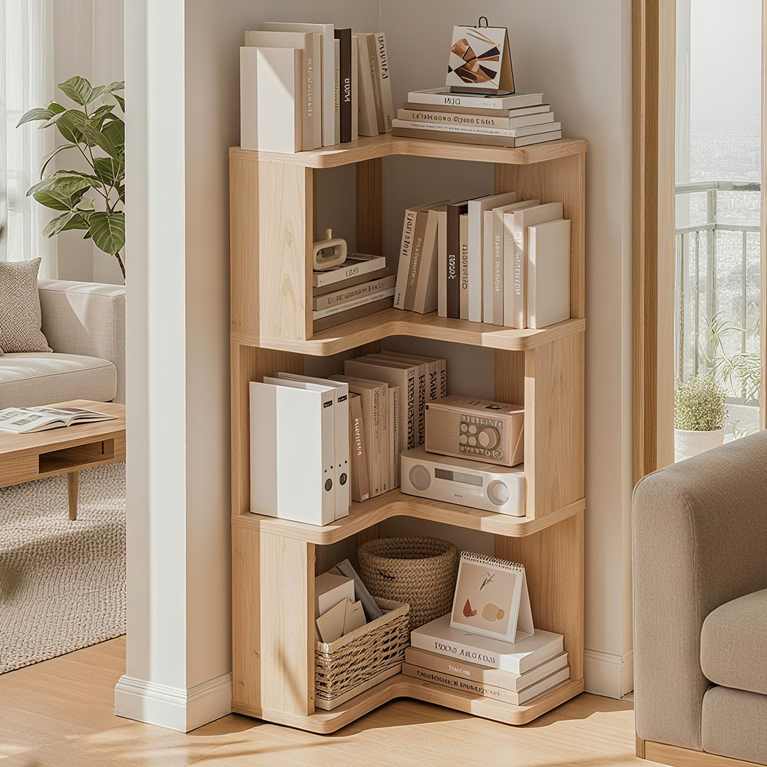TEMU 3 Tier L-shaped Corner Bookshelf, Wooden Tall Corner Cabinet, Floor Freestanding Storage Display Rack Shelving Unit, Space-saving Bookcase,