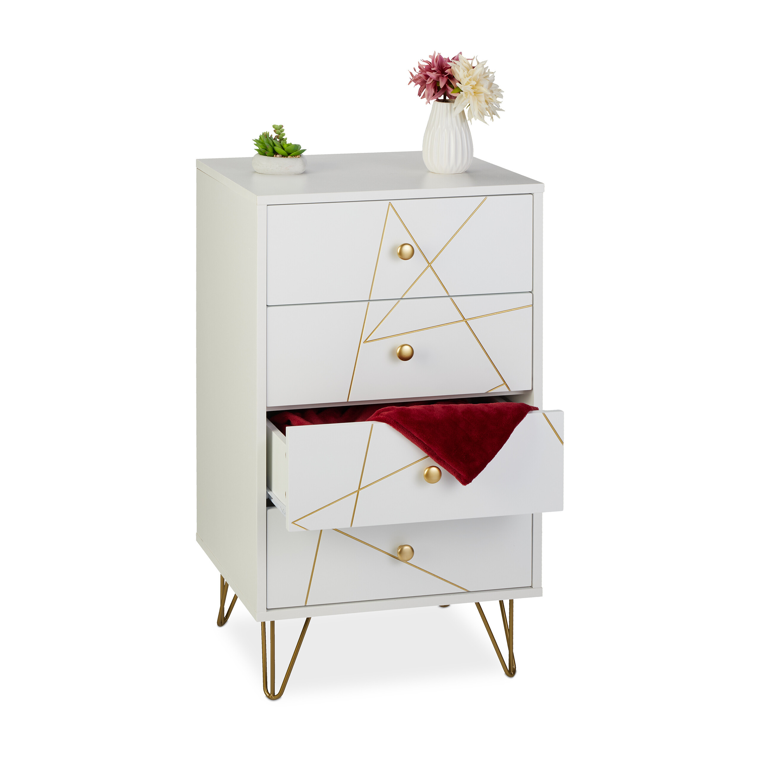 Dresser In White/gold - (w)48 X (h)86 X (d)39 Cm