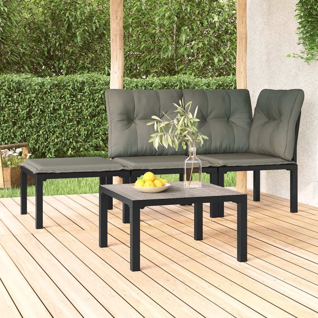 Image of Vidaxl Garden Lounge Set With Corner Chair, Coffee Table, And Garden Stools - Outdoor Furniture Seating Group