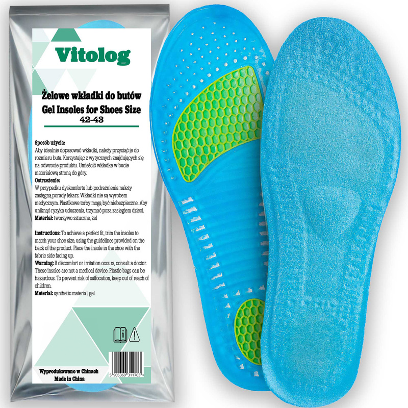 TEMU Vitolog Gel Shoe Insoles For Work, Safety, Sports, Everyday, Trekking, Shock-absorbing, Comfortable, For Foot Pain, Heel Spurs, Painful Feet,