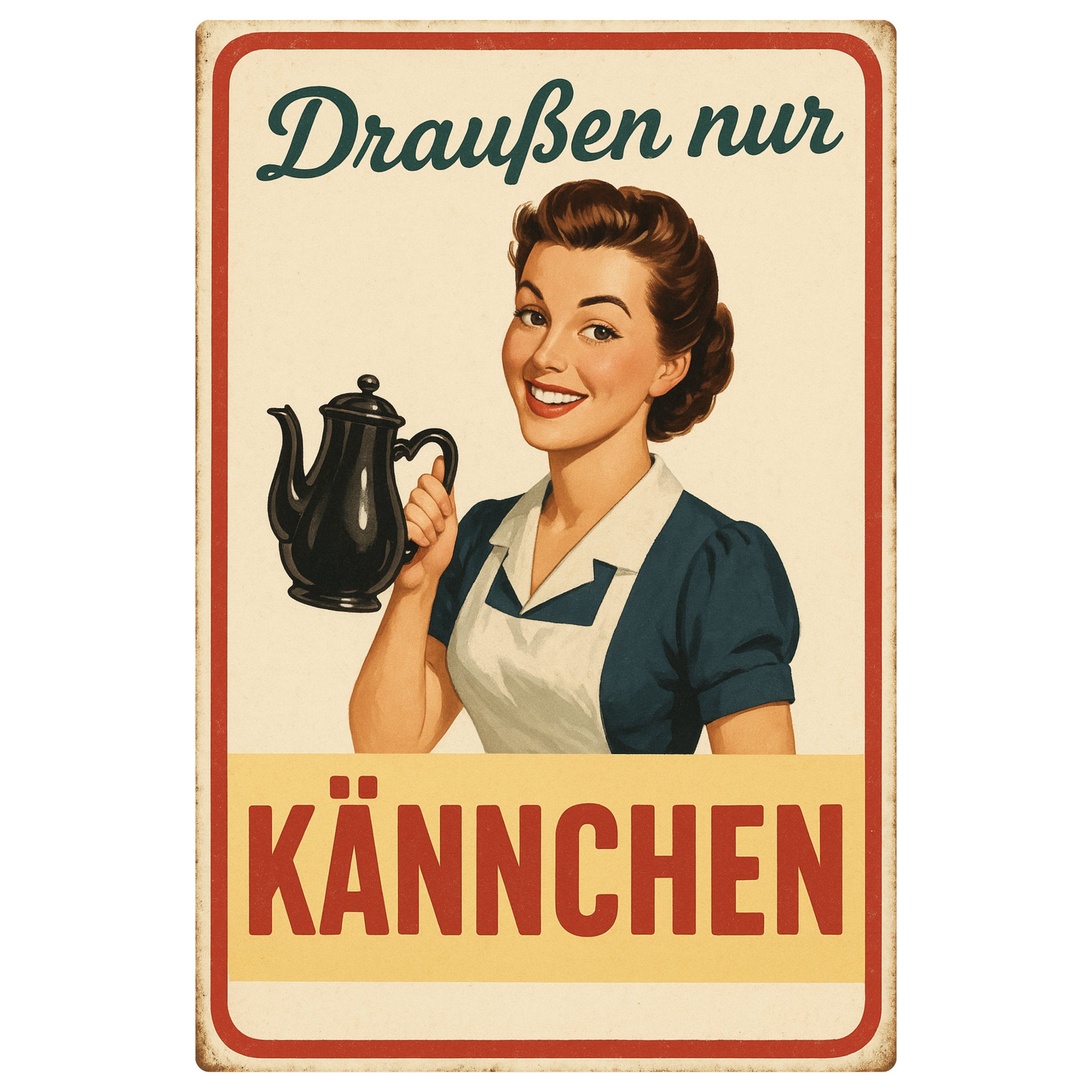 Image of Tin Sign "only Cups Outside" 20x30cm - Vintage Metal Sign Style - Funny Coffee Sign For Kitchen, Café - Weatherproof, Uv-resistant