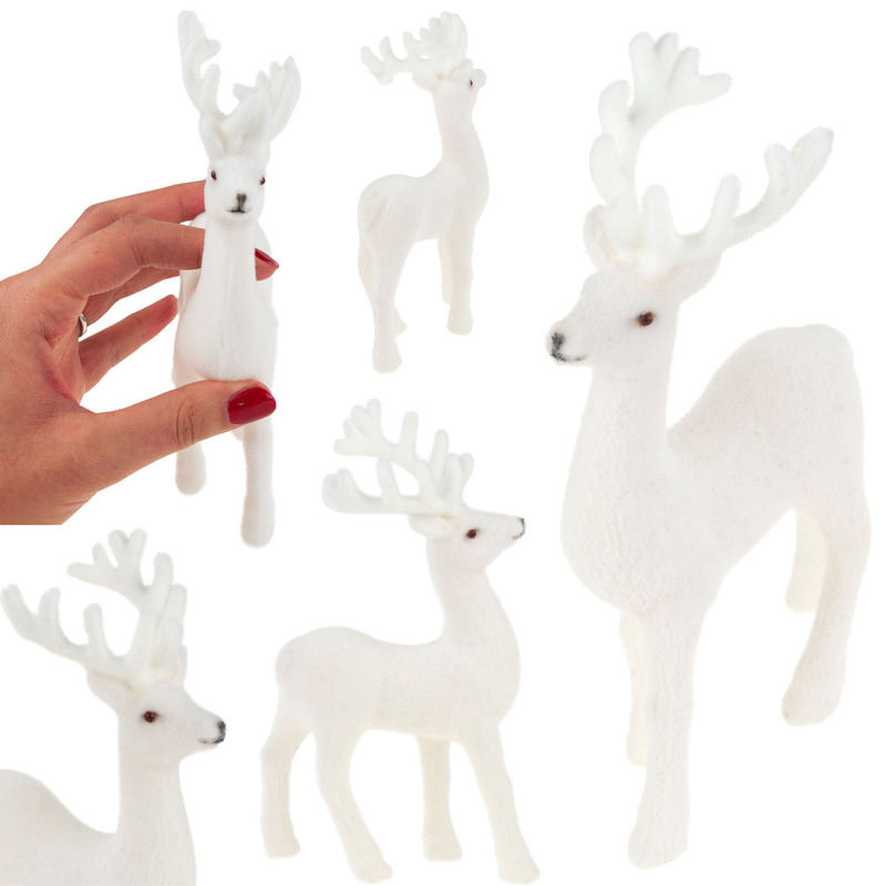 Tg56927-1 Flocked Reindeer Decorative Figurine Christmas Ornament Wreath Accent